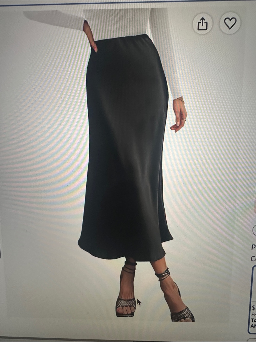 NWT Classic Black Satin Long Skirt, size Large